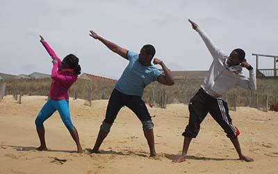 Bryn Athyn College students posing on beach