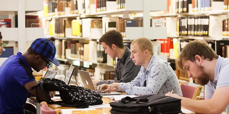 在布林阿森学院Swedenborg图书馆学习的学生